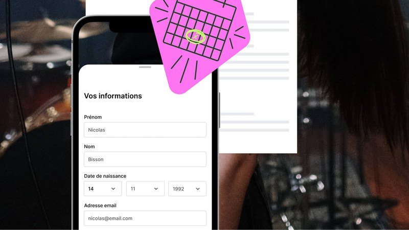 Interface de billetterie en ligne pour l'achat de places de concert