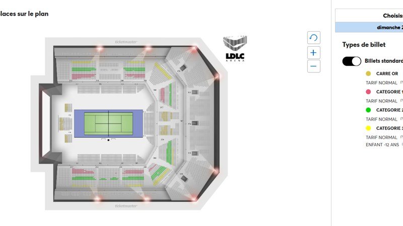 Guichet et billetterie pour un tournoi de tennis