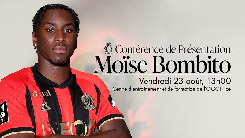 Moïse Bombito portant le maillot de l'OGC Nice