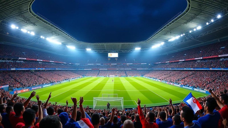 Foule de supporters dans un stade de football