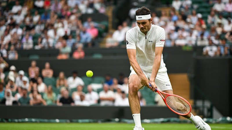 Taylor Fritz en plein effort lors d'un match