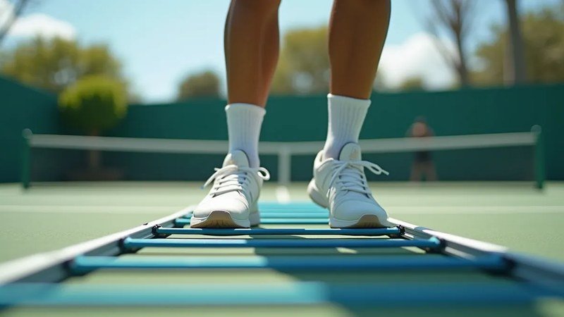 Exercice d'agilité sur un court de tennis