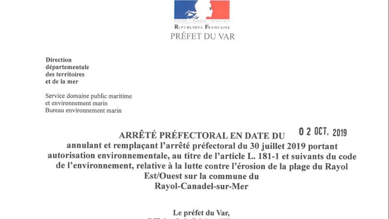 Document officiel d'arrêté préfectoral