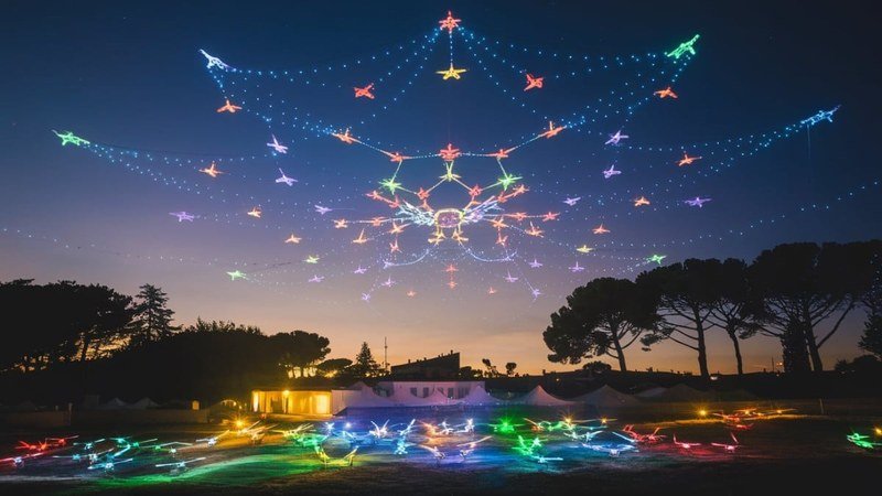 Spectacle aérien de drones lumineux
