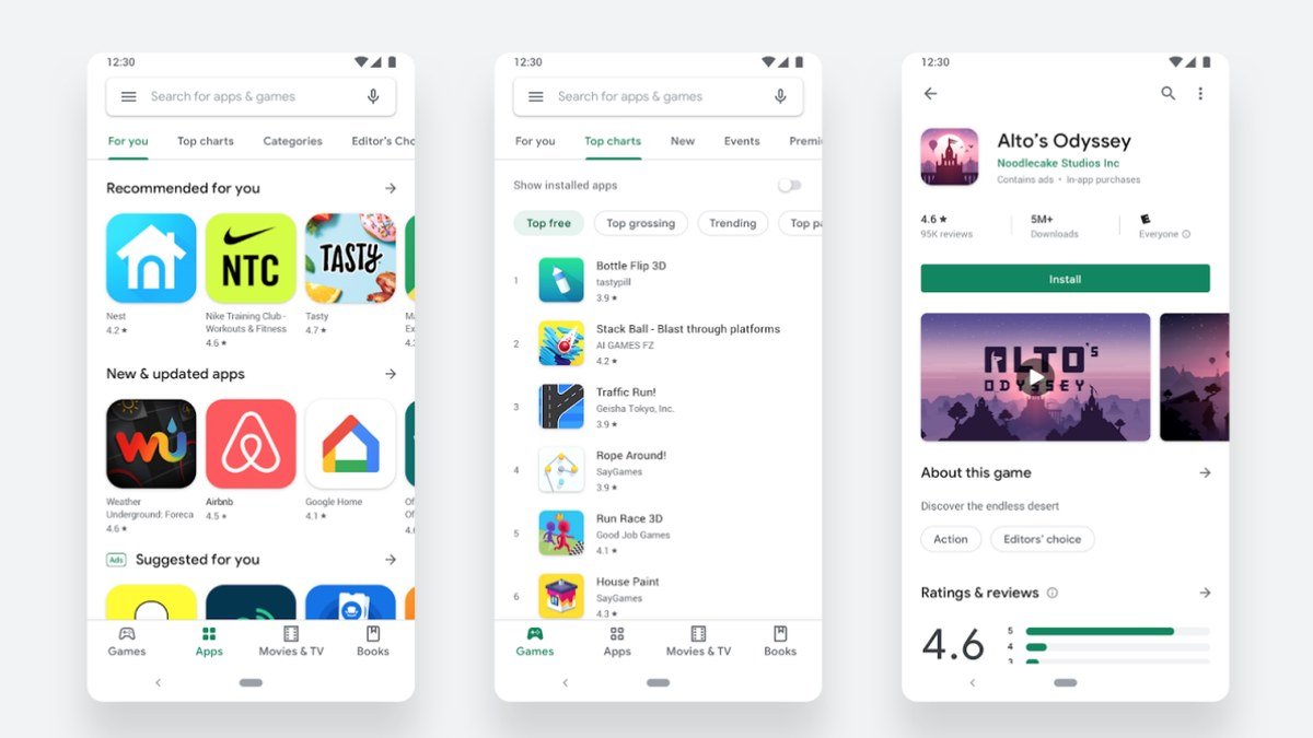 Interface du Google Play Store sur smartphone