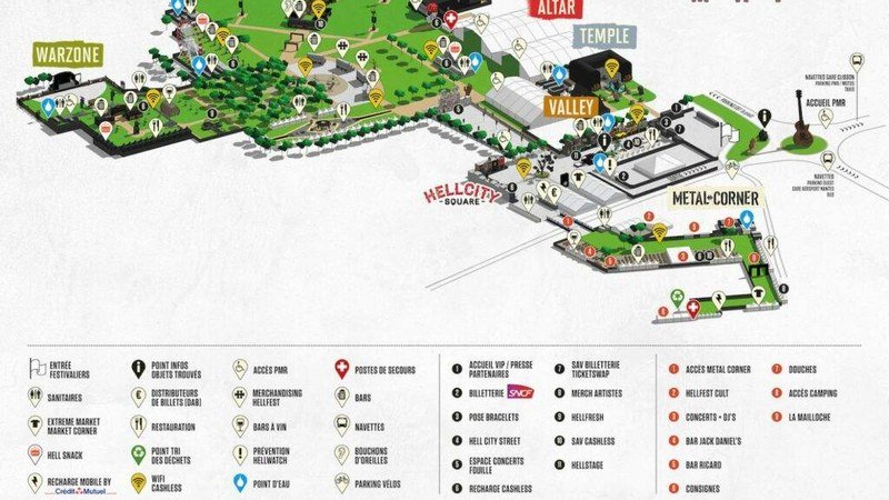Plan et disposition des scènes du festival Hellfest