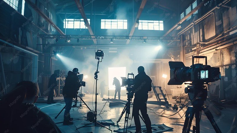 Équipe de tournage en plein travail