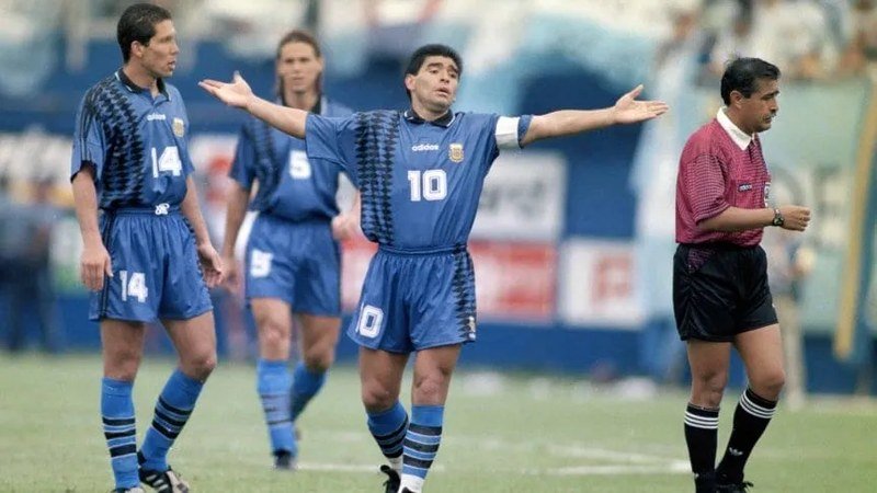 Diego Maradona pendant un entraînement en 1994