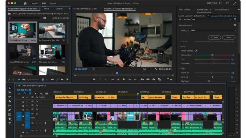 Poste de travail de montage vidéo