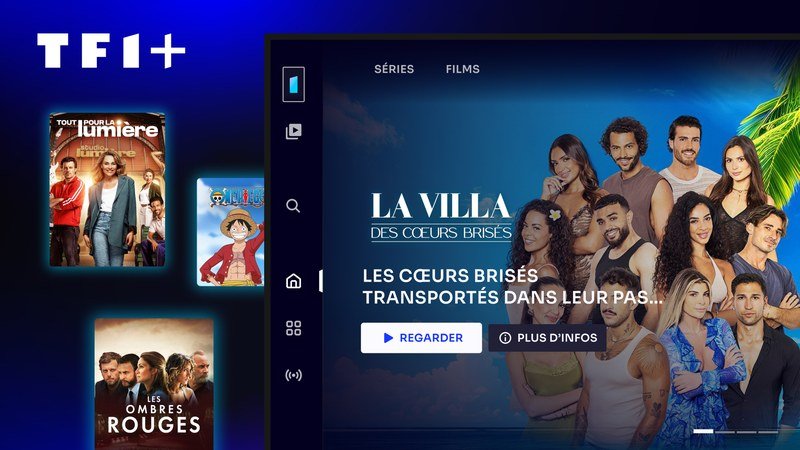 Interface de l'application TF1+ sur écran