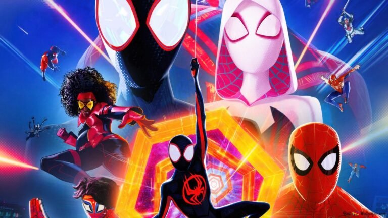 Affiche et personnages du film d'animation Spider-Man Spider-Verse