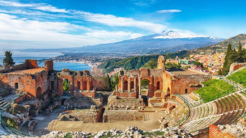 Paysage typique de Sicile en Italie