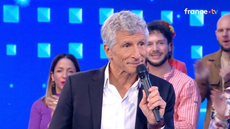 Sandy et Nagui sur le plateau de l'émission