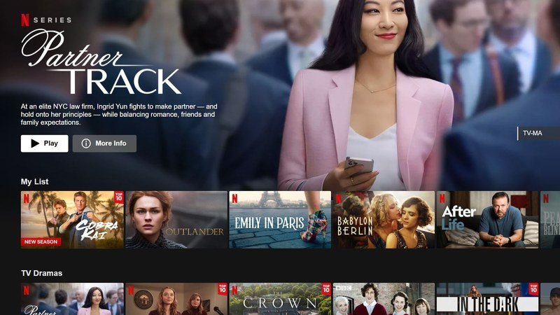 Interface de la plateforme de streaming Netflix